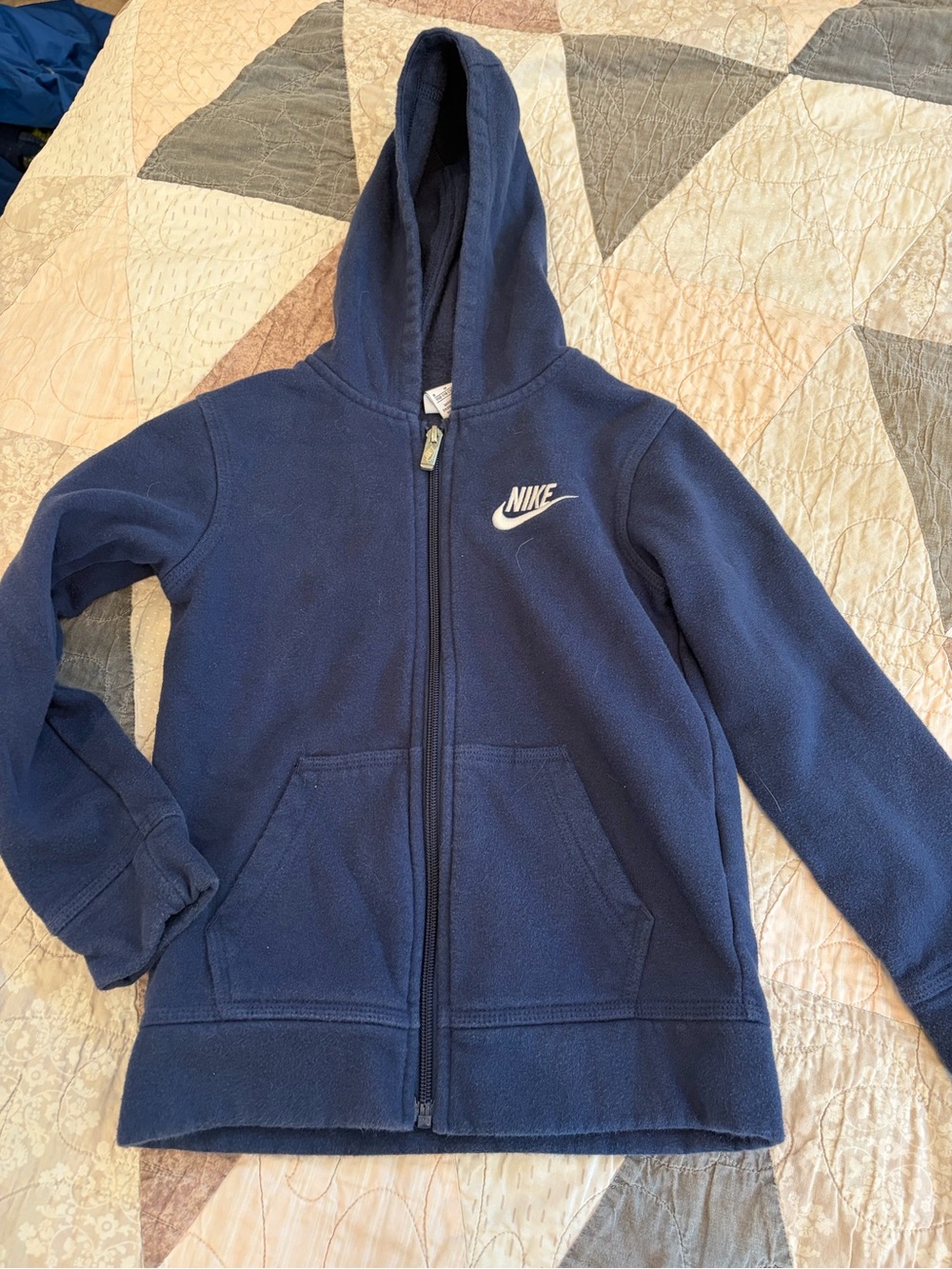 Nike Youth Dark Blue Full-Zip Hoodie with Swoosh